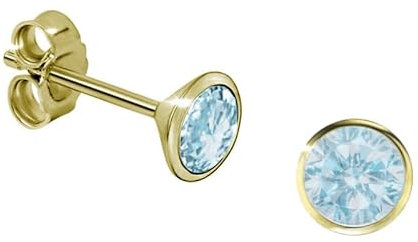 1 Paar Ohrstecker echt Gold & mit echtem Blautopas Gelbgold 333er 8Karat wunderschöne Ohrschmuck kleine Ohrring Geschenkidee mit Schachtel