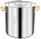 ASerZenith Suppentopf aus Edelstahl, große Töpfe zum Kochen, robuster Induktionstopf mit Deckel und vergoldeten genieteten Griffen, für Gasherd/Induktionsherd(One Color-90L)