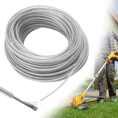 Yuragim Trimmerfaden 2,4 mm x 30 M, Rasentrimmer Faden Trimmer Schnur, Stahldraht Freischneider Faden Nylon-Stahl Mähfaden für Rasentrimmer, Freischneider Schnur für Rasenmähen und Gartentrimmer