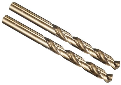PATIKIL 9.5mm Drill Bit, Jobber Straight Shank M35 Cobalt 5% High-Speed Steel 135° Gold Finish for Stainless Steel Hard Metal - 2 Pack