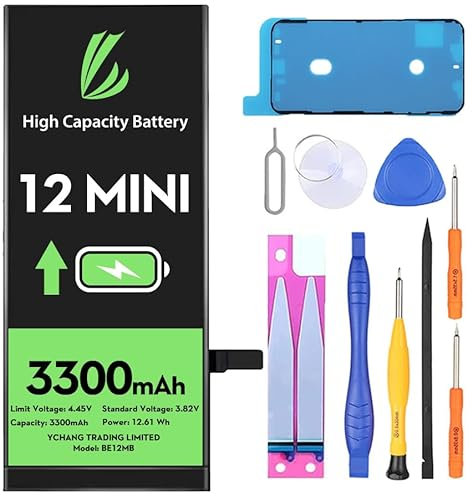 LL TRADER Batteria per iPhone 12 Mini, 3300mAh Batteria agli ioni di litio ad alta capacità con Strumenti di Riparazione 2025