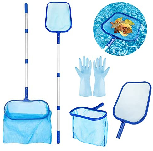 ANSTEN Epuisette Piscine avec Perche Télescopique, Epuisette de Fond Piscine, Epuisette Spa, Filet Piscine pour Nettoyer Piscines, Bassins, Fontaines ou Aquariums