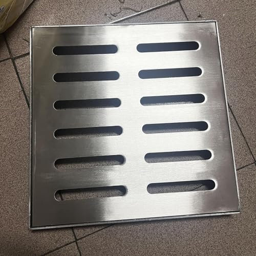 Caniveau Exterieur Couvercle de Drain extérieur carré for Bloquer Les débris, Grille de Drainage Robuste avec Base, Couvercle d'égout à Drainage Rapide Personnalisable for Cour(60 cm x 60 cm(23 5/8