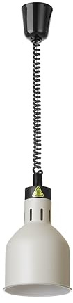HENDI Wärmelampe, Zylinder, Inkl. Bruchsicher Infrarotlampe, Höhenverstellbar, zum Warmhalten von Speisen, Wärmebrücke, Speisenwärmer, E27 Fassung, 230V/250W, ø175x(H)250mm, Aluminium, weiß