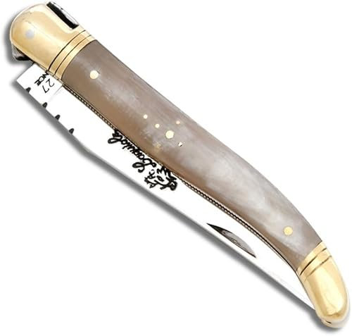 Générique Couteau Laguiole Manche en corne blonde pliant Fabrication artisanale