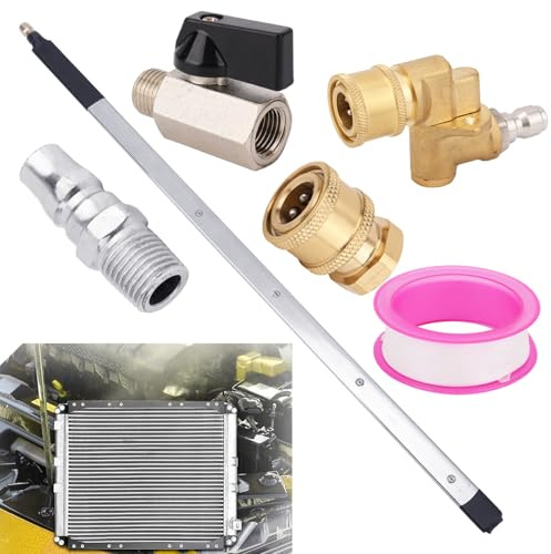 6pcs Radiator Cleaning Wand, 24in Pressure Washer Nozzle Wand Water Air Dual Use Power Radiator Flush and Cleaner Tool 5 Angle Swivel Joint Pump Switch Replacement Parts for Home Car Truck (Size 2)