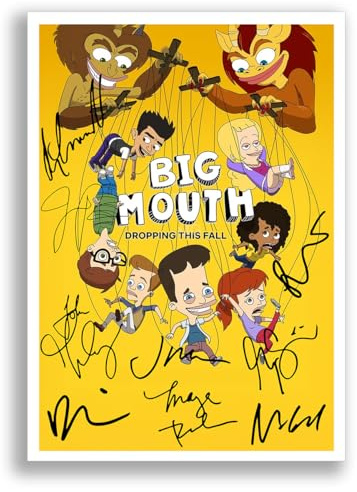 Mounted Gifts Trading Big Mouth TV Cast Signed A4 Poster Photo Print Framed Autograph Gift TV Show Nick Kroll, John Mulaney (A4 poster Only)