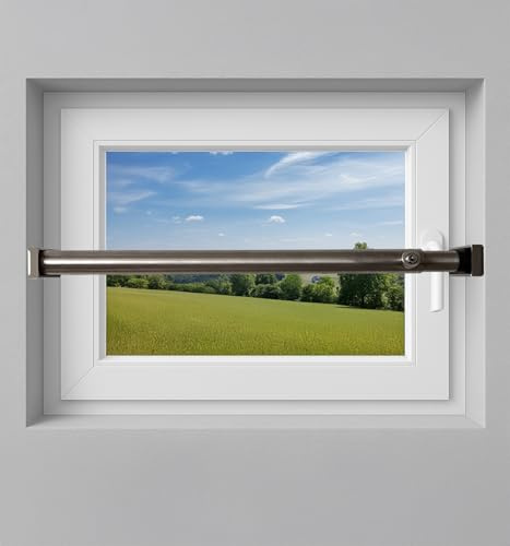 Fenstersicherung 1-fach – Einbruchschutz Teleskopstange mit Druckschloss | Edelstahl oder Weiß | Länge 600–3200 mm | Sicherungsstange für Fenster & Türen (Edelstahl, 1000-1800mm)
