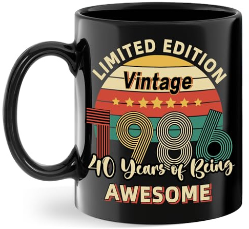 Vintage 1986 Coffee Mug, 40th Birthday Gifts For Men Women, Forty Birthday Gift for Him 1986, Gift Ideas For 40 Year Old Female, Turning 40 Gift For Son Dad Brother Uncle Colleague Friend Cousin