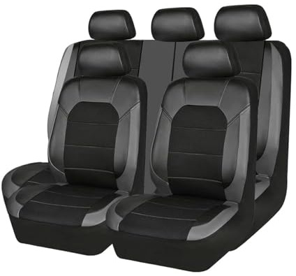 YXFCD Auto Sitzbezüge Set für Citroen C3 Pluriel (Phase I) 2003-2010, Leder Vorne und Hinten Sitzbezügesets Bequem Schonbezüge Vier Jahreszeiten Autositzbezüge Zubehör,D/Gray