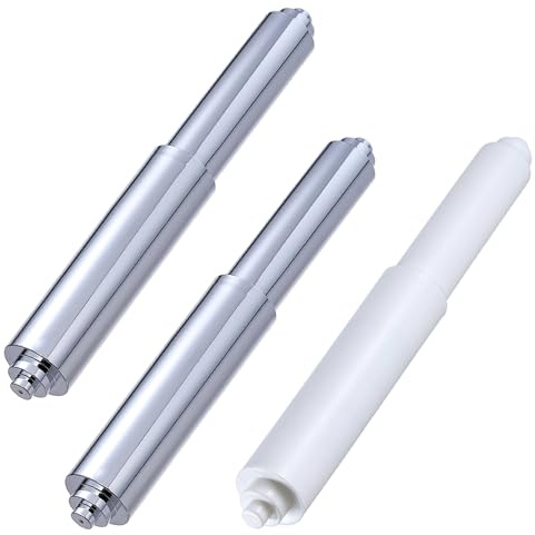 Toilet Roll Holder, FUYIOCN 3 Pcs Plastic Spring‑Loaded Toilet Paper Holder Replacement Rods for Bathroom WC, Fits Standard Wall Mount Dispenser, Easy Install