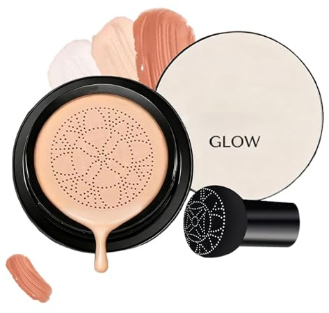 Foundation Cushion, Mushroom Head Air Cushion CC Creme, Makeup Concealer for Face, Feuchtigkeitsspendender, Lang Anhaltender, Ebenmäßiger Hautton für Alle Hauttypen (Brunet)