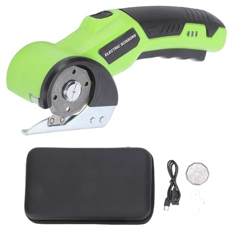 Tnfeeon Taglierino, Forbici Elettriche Ricaricabili, Luce Frontale a LED, Lama SK5, Progettata Ergonomicamente per Moquette, Pelle, Tela, Plastica, Carta da Parati (GREEN)