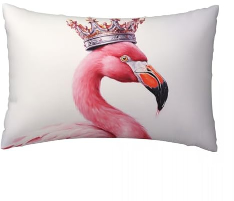 Kissenbezug 40x60 cm 2er Set Weiß Samt Kissenbezüge Dekokissen Flamingo Kissenhülle, Weicher Dekorativer Sofakissen Kopfkissenbezug mit Verstecktem Reißverschluss für Schlafzimmer Wohnzimmer -TER444
