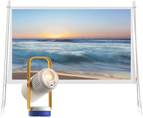 Projecteur XGIMI Vibe One + Écran Pliable 70 Pouces, Projecteur Portable 1080P avec Batterie Intégrée, Enceintes JBL et Google TV, Cinéma Extérieur pour Jardin et Camping