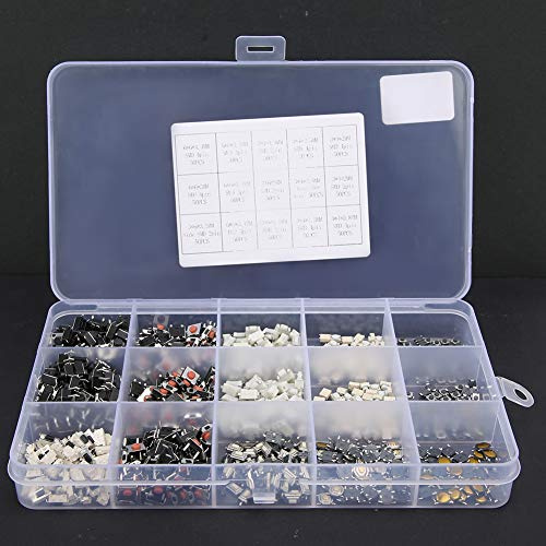 Chrees 750PCS 15 Valor Luz Táctil Pulsador Interruptor Micro Interruptor para Electrónica Electrodomésticos Coche Control Remoto Botón