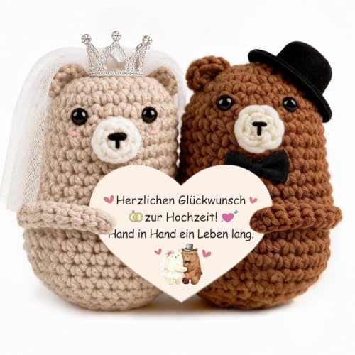 Giftota Hochzeitsgeschenke für Brautpaar,Pocket Hug Bär Figuren | Liebes Romantisches Geschenk für Sie, inklusive Pocket Hug Bär, Grußkarte und Geschenkbox - Hand in Hand ein Leben lang
