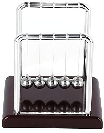 Ejoyous Newton Cradle Balance Balls Plastic and Wrought Iron Pendulum Toy 9.1 X 7.6 X 9.5 Cm Educational Desktop Science Decor for Home Office Study Stress Relief