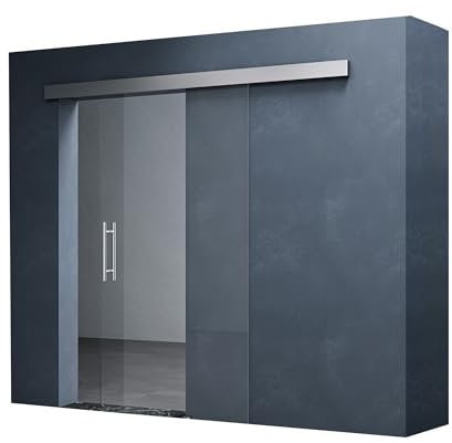 Mai & Mai Glasschiebetür komplettset Amalfi in Klarglas, Griffart: Stangengriff, BxH: 77,5x205cm, 15 mm Wandabstand, 8mm ESG-Sicherheitsglas
