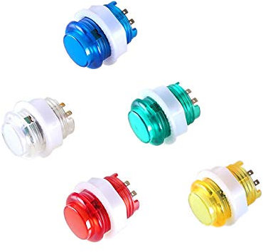 EG STARTS 5 Stück 24 mm Vollfarb-LED-beleuchteter Druckknopf eingebauter Schalter 5 V Tasten für Arcade Joystick Spiele Mame Jamma Raspberry Pi 2, Game Zubehör