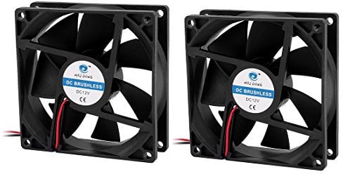 sourcingmap 2Pcs 92x25mm DC 12V Brushless CPU Cooler Cooling Fan Black Power 2.16W