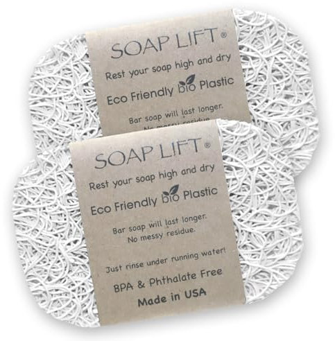 Soap Lift Seifenstangenhalter - Flexible Duschwanne mit selbstentleerendem Design - Seifenschoner aus BPA-freiem Biokunststoff - Handgefertigtes Soap Lift für Geschirr, Dusche & Waschbecken - 2er-Pack