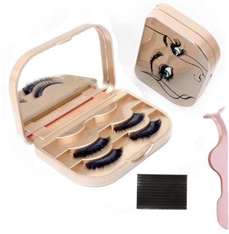 Eyelashes Storage Case Holder Box-Fake Eyelash Packing Travel Storage Case Make Up Eyelashes Box (Gold)