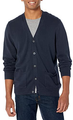 Amazon Essentials Cardigan in Cotone Uomo, Blu Marino, XL