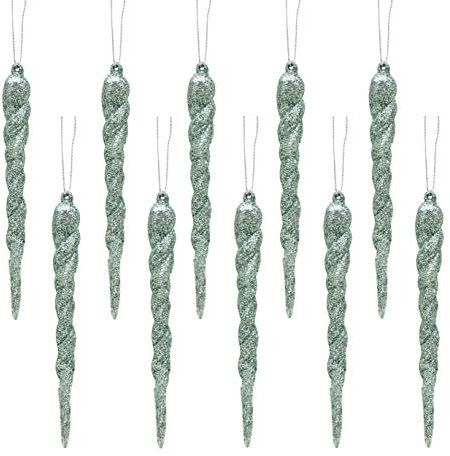 Christmas Concepts® 12cm Glitter Icicle Decorations Christmas Tree Trims (MINT GREEN, 10)