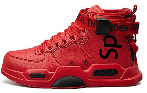 XIDISO Unisex-Erwachsene Freestyle Hohe Sneakers Herren Mode Turnschuhe Freizeitschuhe Sportschuhe,45 EU,Rot 1