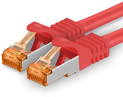 Cat7 Cable de Red Ethernet LAN - 30m - Rojo - 1 Pieza Cat 7 Sftp Pimf Lszh - 10 GB s RJ45 Connectores Cat6a compatible con Cat5 Cat6 Cat.7 Cat8