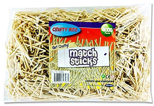 Premier Stationery 4.000 palillos de cerillas artesanales, naturales, varios