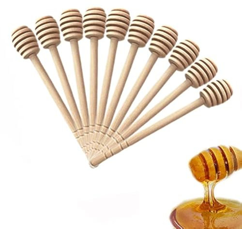 Wooden Honey Dipper Stick Collecting Dispensing Drizzling Jam Portable Wedding Party (6 inch) (50pcs)