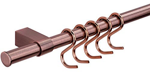 Gedotec Design Küchenreling Wand-Relingsystem Küche | Messing Bronze matt | Reling-Set Länge: 600 mm | Reling-System mit 5 S-Haken mit Befestigungsmaterial | 1 Komplett-Set - Küchenleiste aus Metall