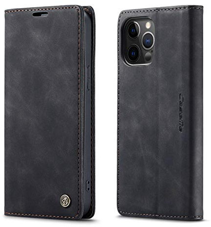mvced Cover Compatibile con iPhone 12 Pro Max 6.7,Flip Custodia Caso Libro Pelle PU e TPU Silicone Antiurto,Nero