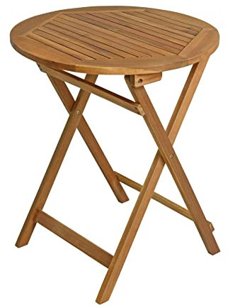 ESTEXO Balkontisch Klapptisch Holztisch Ø 60 cm Gartentisch Tisch Akazie Beistelltisch klappbar Gartenmöbel