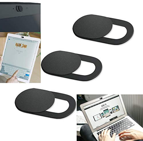 JustJack 3 Pack Webcam Cover Slimline Glue on for Laptop, iPad, Tablet, Galaxy, Phone, Desktop, Smartphone, Security Camera Shutter