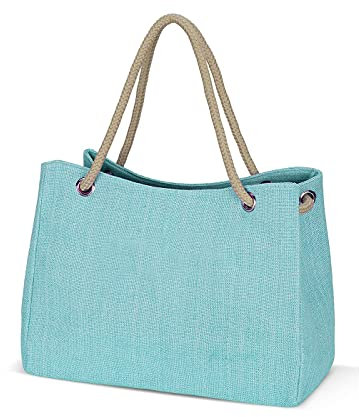 LIVACASA Strandtasche Damen Strandtasche Groß Strandtasche Familie Mit Reißverschluss Beach Bag XXL Badetasche Schultertasche Shopper Grün