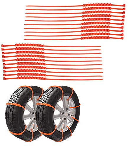 Schneeketten universal Schneeketten für Autoreifen Rutschfeste Nylon-Reifen-Sicherheitskette Reifenketten für Autoreifen für Reifen von 14 in bis 25 in 20 Stück