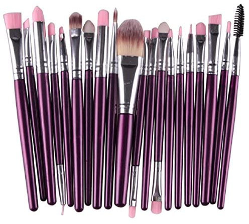 XCSSKG 20 pcs/Set Makeup Brush Set Tools Make-up Toiletry Kit Wool Make Up Brush Set (Purple-SIilver), One Size
