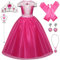 Kosplay Fille Robe de Princesse Aurore Déguisement de La Belle au Bois Dormant avec Accessoires Tulle Maxi Anniversaire Fête Halloween Noël Partie Carnaval Cosplay Robe de Soirée 150