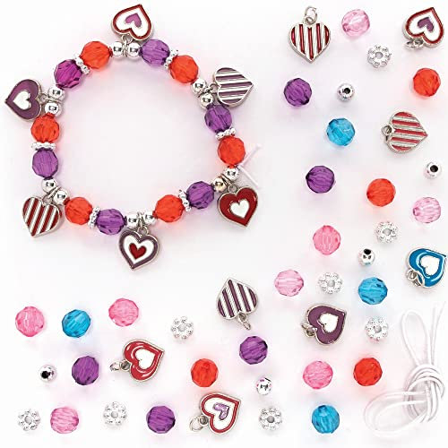Baker Ross Herz Bettelarmband Bastelset - 3er Pack, Kinderschmuck und Kindergeburtstag Basteln (FC471), sortiert