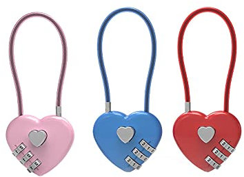 3 Pieces Luggage Locks 3 Digit Combination Number Password Heart Shape Padlocks for Outdoor Travel Suitcase Baggage Backpacks School Gym Lockers Computer Bags Filing Cabinets Toolbox