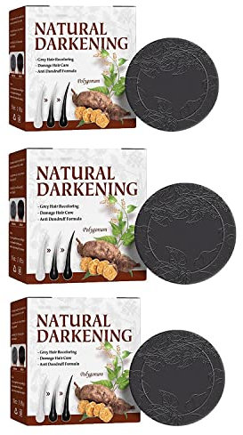 Organic Natural Polygonum Multiflorum Shampoo Bar, Grey Reverse Shampoo Bar, Darkening Shampoo Bar for Men & Women, Essence Hair Darkening Shampoo for Moisturize and Repair Hair Damages (3pcs)