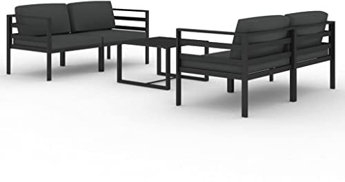 vidaXL Gartenmöbel 5-TLG. mit Kissen Ecksofa Tisch Sitzgruppe Sofa Lounge Garten Garnitur Gartenset Gartensofa Aluminium Anthrazit
