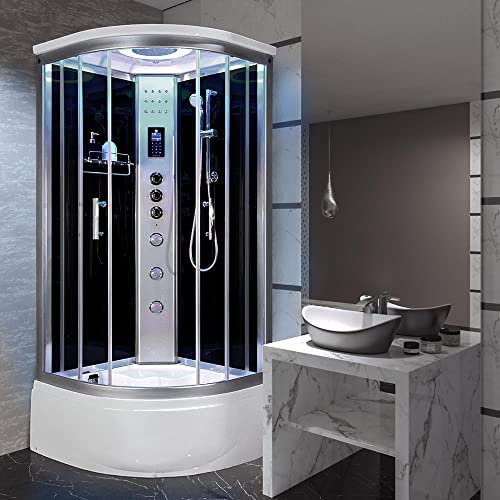Miami Black Steam Shower Cabin (900 x 900 x 2200mm)