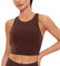 CRZ YOGA Damen Butterluxe Racerback Sport BH Gepolstert Ohne Bügel Crop Tops Longline Yoga Tank Top Fitness Sports Bra Taupe 40