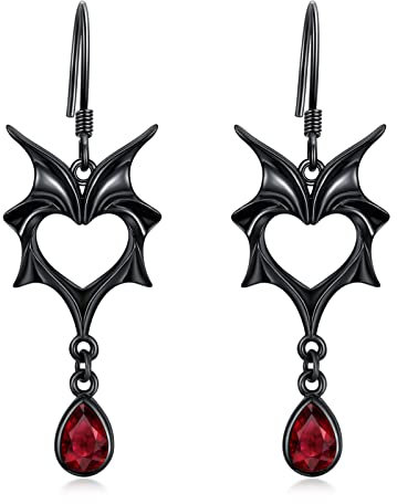 Goth Ohrringe Sterling Silber schwarz Fledermaus Flügel Vampir Ohrringe für Mädchen Fledermausschmuck für Frauen baumeln