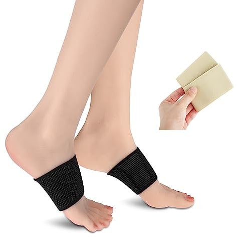 WLLHYF Copper Arch Support Sleeves 4 PCS Foot Compression Sleeve Foot Care Plantar Fasciitis Braces, Arch Support Bands for Women Men Flat Feet Flat & Fallen Arches High Arch Relieve Foot Pain