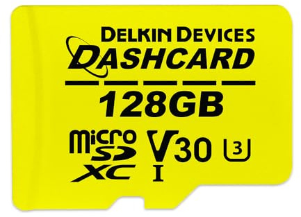 Delkin Carte Micro SD UHS-I (U3/V30) microSDXC avec adaptateur | DASHCARD Ultra Haute Vitesse Classe 10 Carte Micro SD pour caméra embarquée, caméra de sécurité, GoPro, Wyze, appareil photo numérique